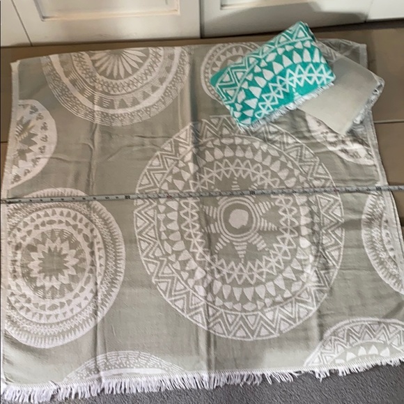 Turkish Bath/Beach Towel - Green + White - Picture 3 of 6